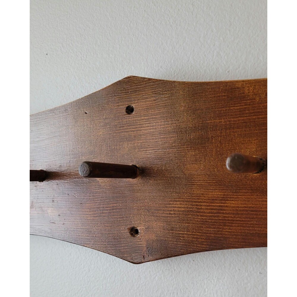 Vintage Wood Wall Rack: 7 Peg Hooks, 18-Inch Wide Coat Hat Organizer - Picture 9 of 9